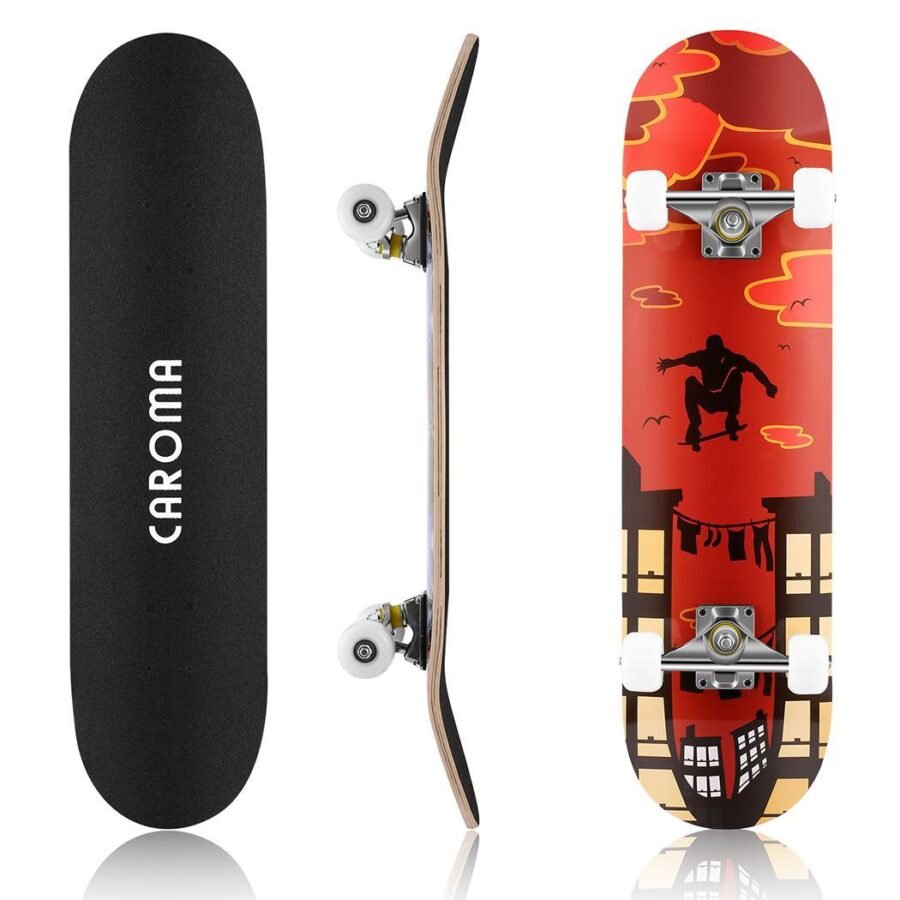 Caroma 31" Skill Skateboard Double Kick Skateboard Cruiser Longboard 9 Layers Solid Maple Deck Complete Skateboards for Teens an - Image 3