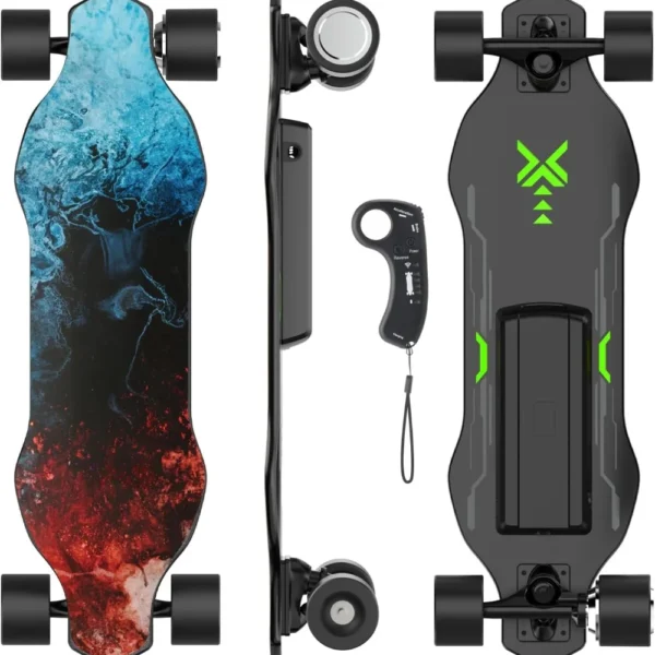 V6 ER Electric Skateboard, Replaceable Pedal Sticker Design, 450W Peak Power, 10 Miles Max Range, 12 MPH Top Speed, 264Lbs