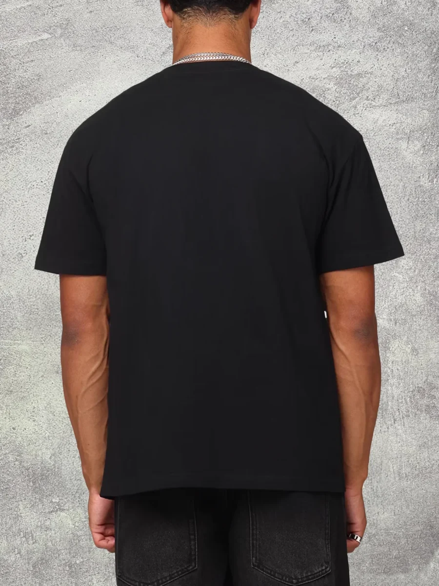 Skate Style Print 200g Cotton Men's Black Crewneck Short - Sleeve T - Shirt - Image 2
