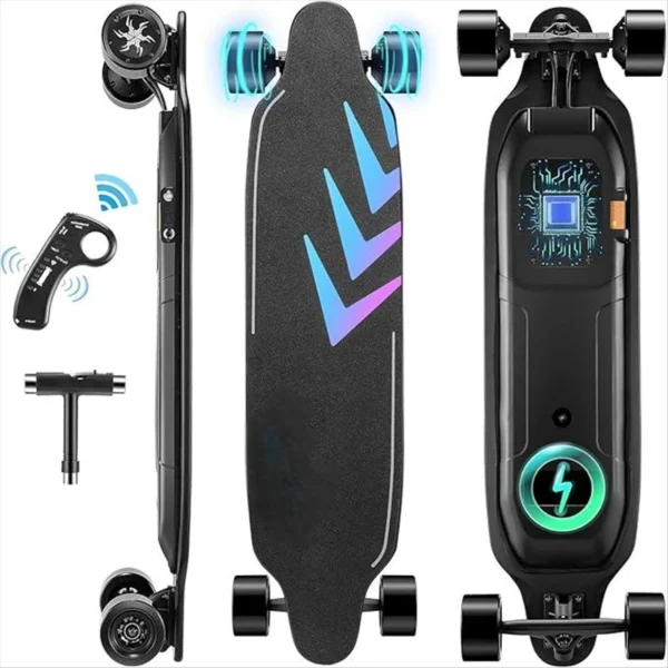 Caroma 38" Electric Skateboard with Remote Control, 1200W Brushless Motor, 28 MPH Top Speed, 300 lbs Max Load, Safety Glow Paper