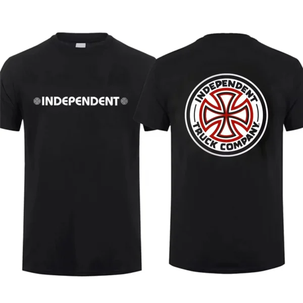 2025 Streetwear Men T-Shirt Casual Independent Skateboards Tees Oversized Sports Tops Breathable Comfortable Cool Unisex Tshirts